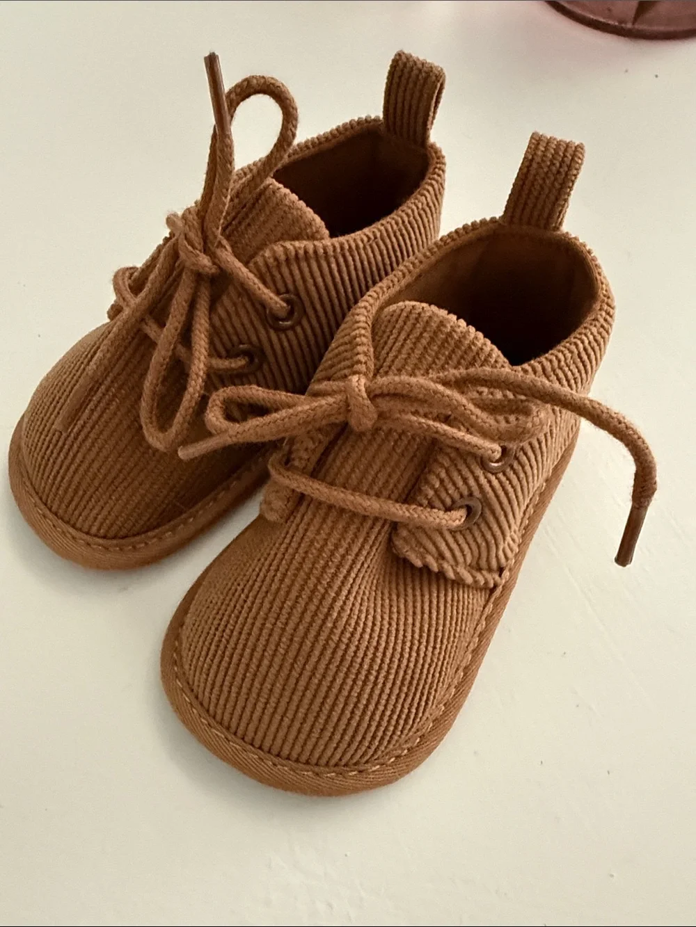 Kids Corduroy Lace-Up Shoes in Brown